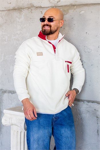 Siyah Dik Yaka Çıtçıtlı Erkek Polar Sweatshirt (SVTB100)