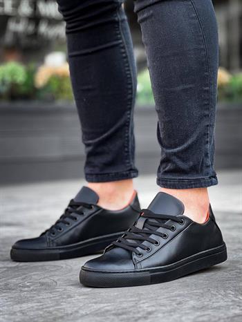 Siyah Premium Deri Erkek Sneaker (AYKS02)