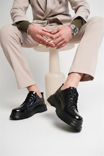 Siyah Rugan Premium Kalın Taban Erkek Sneaker (AYKPS03)