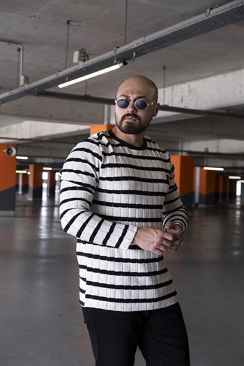 Slim Fit Çizgi Detaylı Triko (SVTS08)