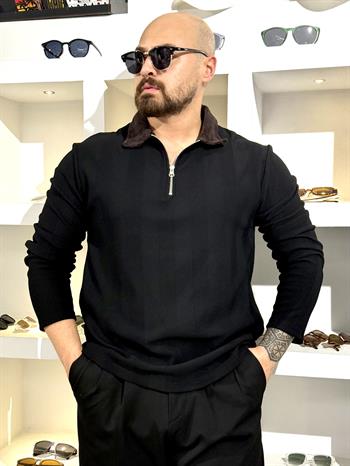 Slim Fit Fermuar Detaylı Kampanyalı Sweatshirt (SVTS74)