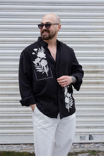 Süet Baskı Detaylı Rahat Kalıp Gömlek (GMS04)