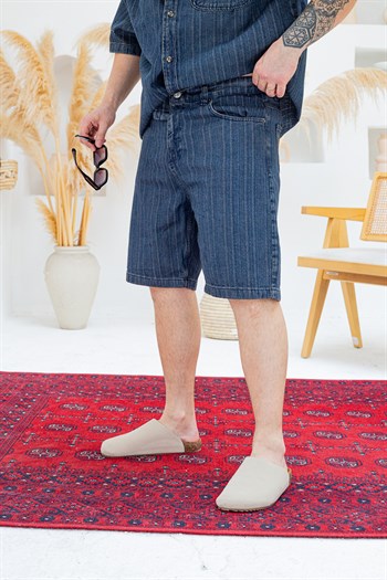 Tasarım Denim Gömlek ve Şort Alt Üst Takım (TK47)