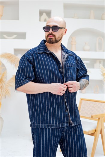 Tasarım Denim Gömlek ve Şort Alt Üst Takım (TK49)