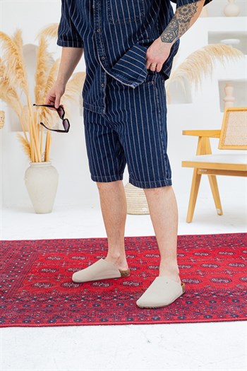 Tasarım Denim Gömlek ve Şort Alt Üst Takım (TK49)
