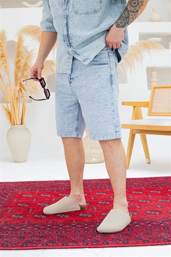Tasarım Denim Gömlek ve Şort Alt Üst Takım (TK50)