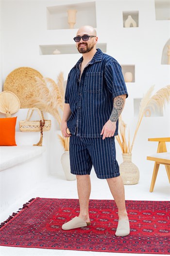 Tasarım Denim Gömlek ve Şort Alt Üst Takım (TK49)