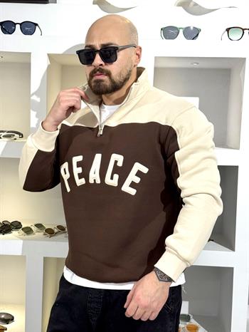 Üç İplik Peace Yazılı Sweatshirt (SVTK70)