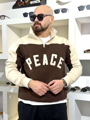 Üç İplik Peace Yazılı Sweatshirt (SVTK70)