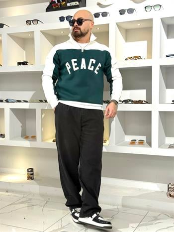 Üç İplik Peace Yazılı Sweatshirt (SVTY70)