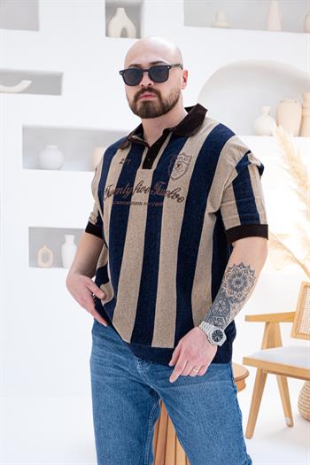 Vintage Polo Yaka Nakış Detaylı T-shirt (TSM57)