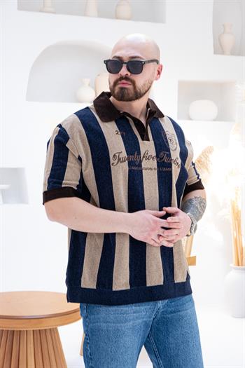 Vintage Polo Yaka Nakış Detaylı T-shirt (TSM57)