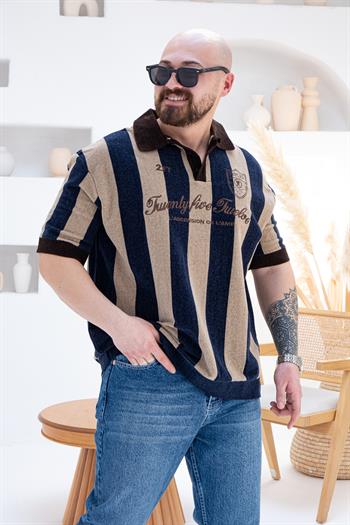 Vintage Polo Yaka Nakış Detaylı T-shirt (TSM57)
