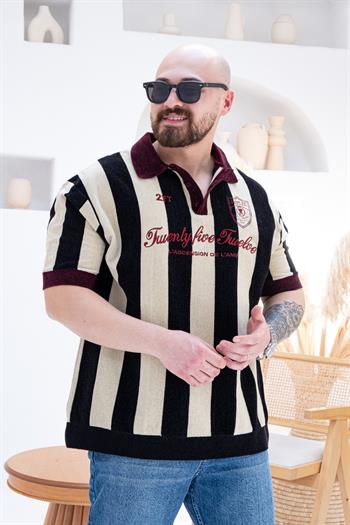 Vintage Polo Yaka Nakış Detaylı T-shirt (TSBO57)