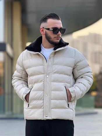 Yaka Kürklü Deri Şişme Mont (İGK09)