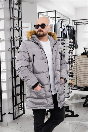 Yaka Kürklü Uzun Şişme Mont (MOG10)