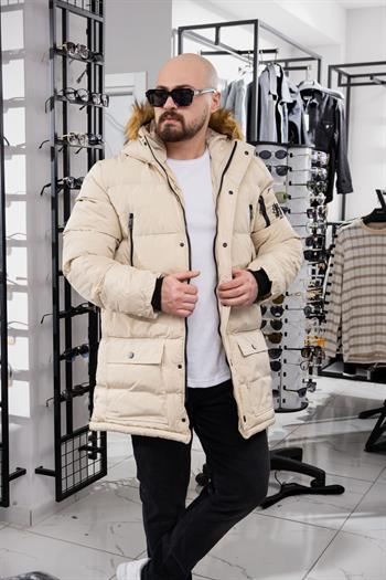 Yaka Kürklü Uzun Şişme Mont (MOK10)