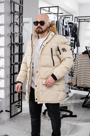 Yaka Kürklü Uzun Şişme Mont (MOK10)