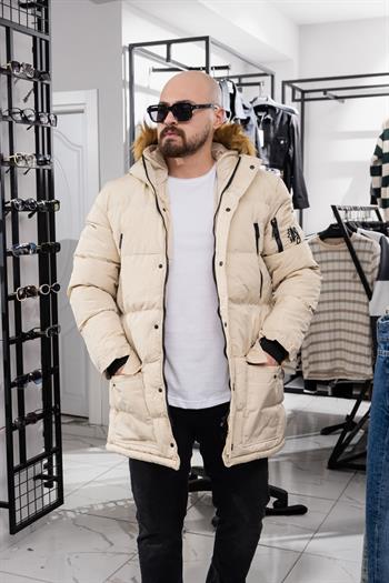 Yaka Kürklü Uzun Şişme Mont (MOK10)