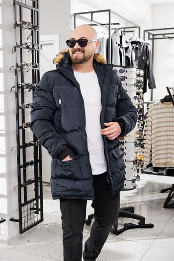 Yaka Kürklü Uzun Şişme Mont (MOL10)