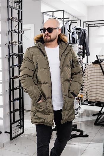 Yaka Kürklü Uzun Şişme Mont (MOY10)