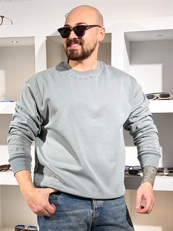 Yakası Taşlı Oversize Sweatshirt (SVTG86)
