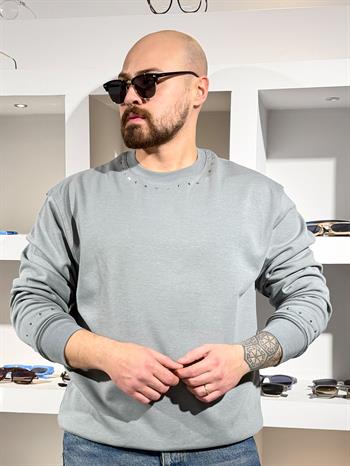 Yakası Taşlı Oversize Sweatshirt (SVTG86)