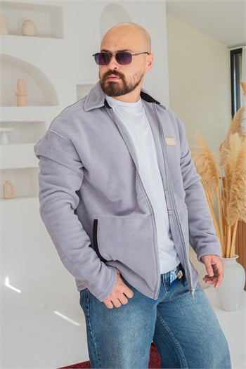 Yan Cepli Tam Boy Fermuarlı Erkek Polar Hırka (MEVG63)