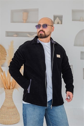 Yan Cepli Tam Boy Fermuarlı Erkek Polar Hırka (MEVS63)