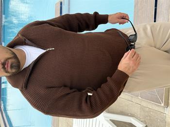 Yarım Fermuarlı Oversize Örme Kazak (SVTKA48)