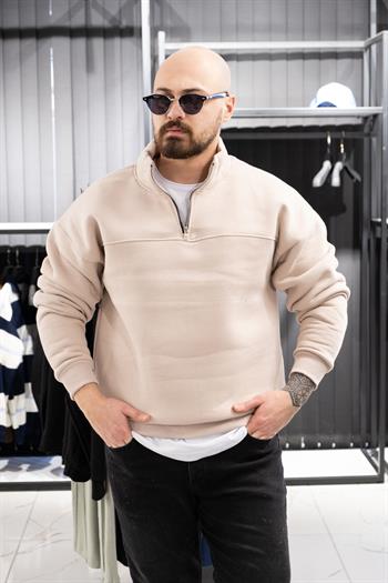 Yarım Fermuarlı Şardonlu Sweatshirt (K-SWTKR14)