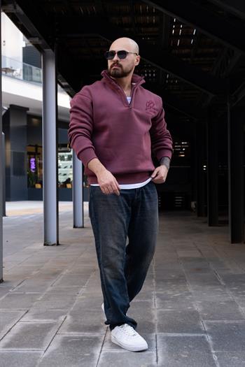 Yarım Fermuarlı Şardonlu Sweatshirt (SVTK31)