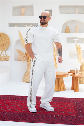 Yazı Ve Şeritli Oversize Alt/Üst Takım (TKB56)