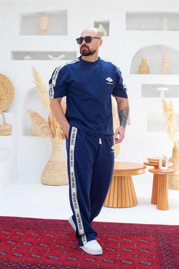 Yazı Ve Şeritli Oversize Alt/Üst Takım (TKL56)
