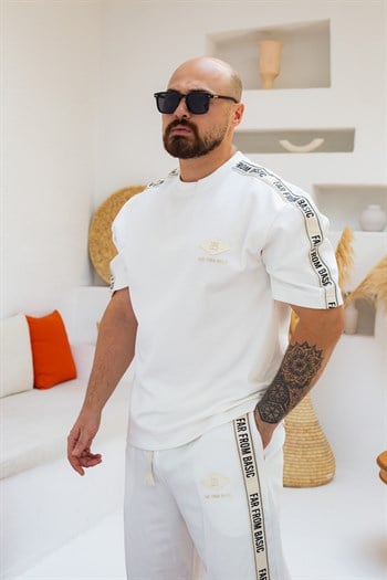 Yazı Ve Şeritli Oversize Alt/Üst Takım (TKB56)