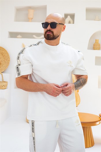 Yazı Ve Şeritli Oversize Alt/Üst Takım (TKB56)