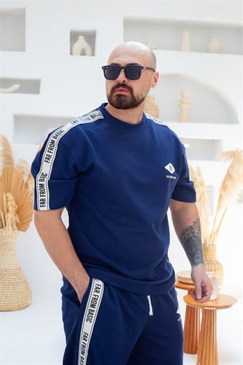 Yazı Ve Şeritli Oversize Alt/Üst Takım (TKL56)