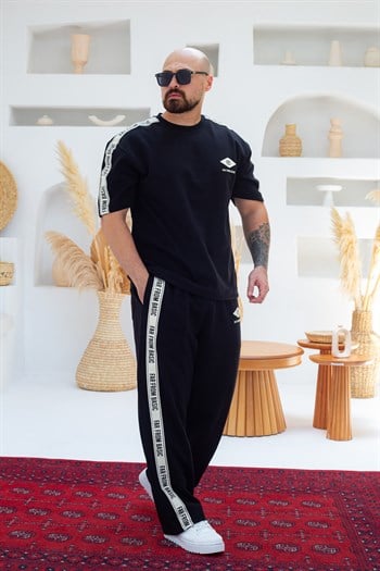Yazı Ve Şeritli Oversize Alt/Üst Takım (TKS56)