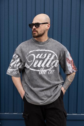 Yıkamalı Baskılı Oversize T-Shirt (TSG14)