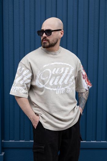 Yıkamalı Baskılı Oversize T-Shirt (TSK14)