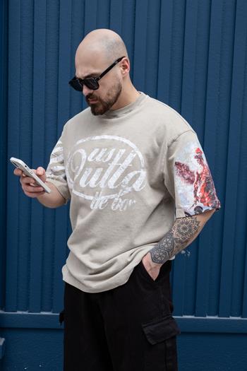 Yıkamalı Baskılı Oversize T-Shirt (TSK14)
