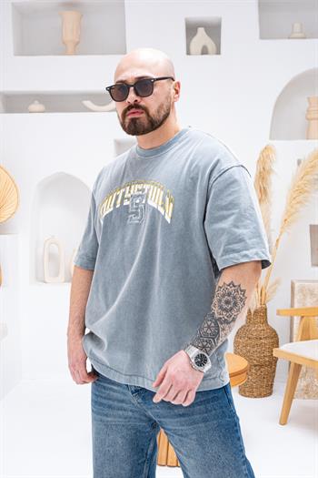 Yıkamalı Göğüs Sırt Baskılı Ve Nakışlı Oversize T-shirt(TSG65)