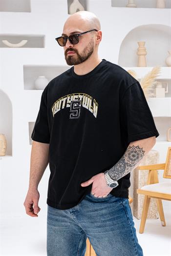Yıkamalı Göğüs Sırt Baskılı Ve Nakışlı Oversize T-shirt(TSS65)