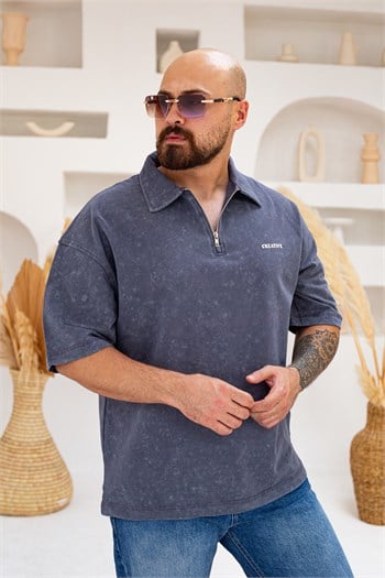Yıkamalı Polo Yaka Oversize T-Shirt (TSG108)