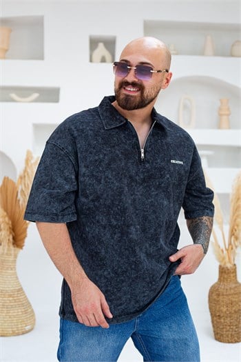 Yıkamalı Polo Yaka Oversize T-Shirt (TSS108)