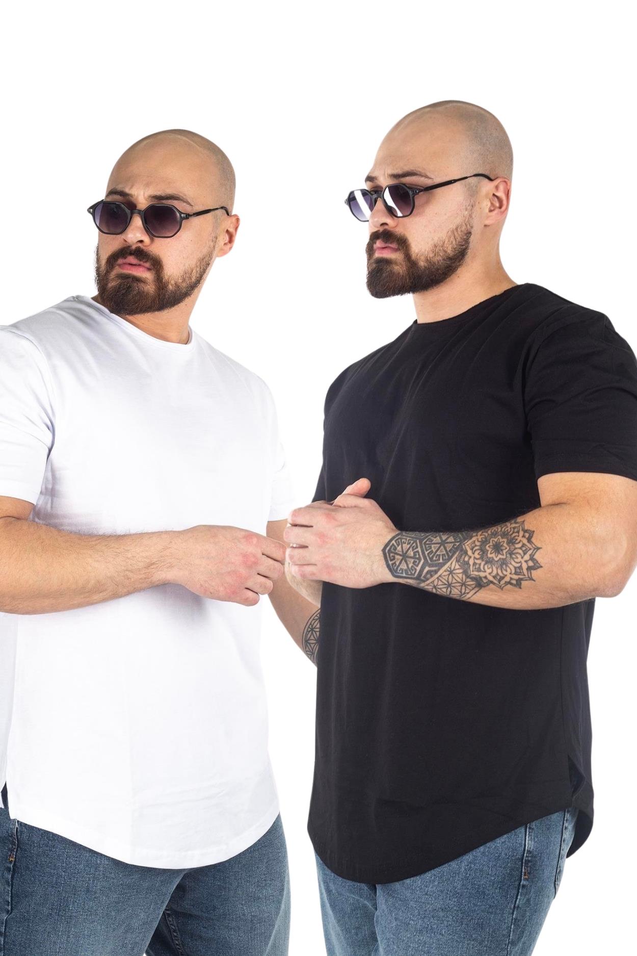 2'li Paket Oval Kesim T-Shirt Siyah ve Beyaz (TSB06-TSS06)