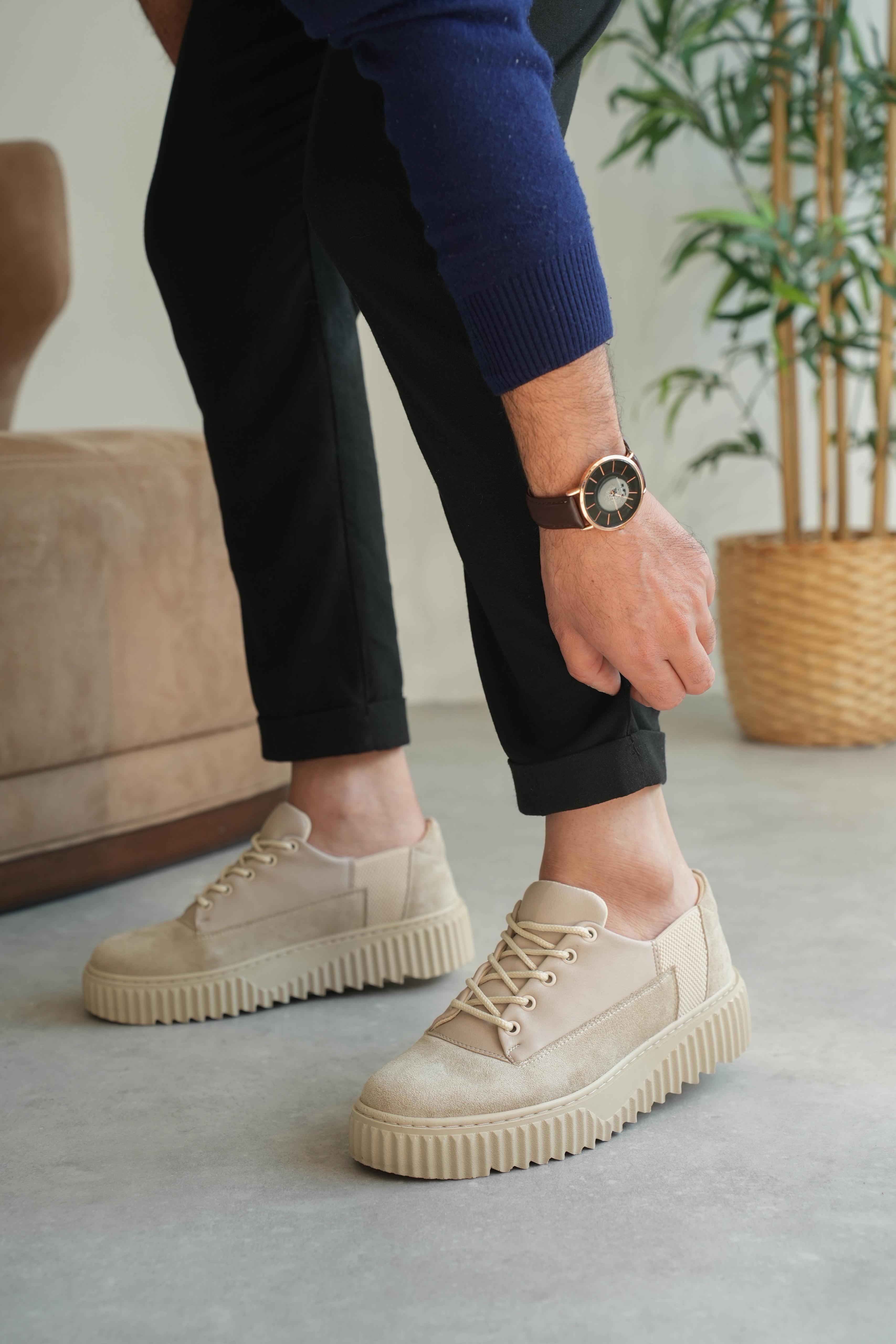 Bej Premium Süet Erkek Sneaker (AYKK04)