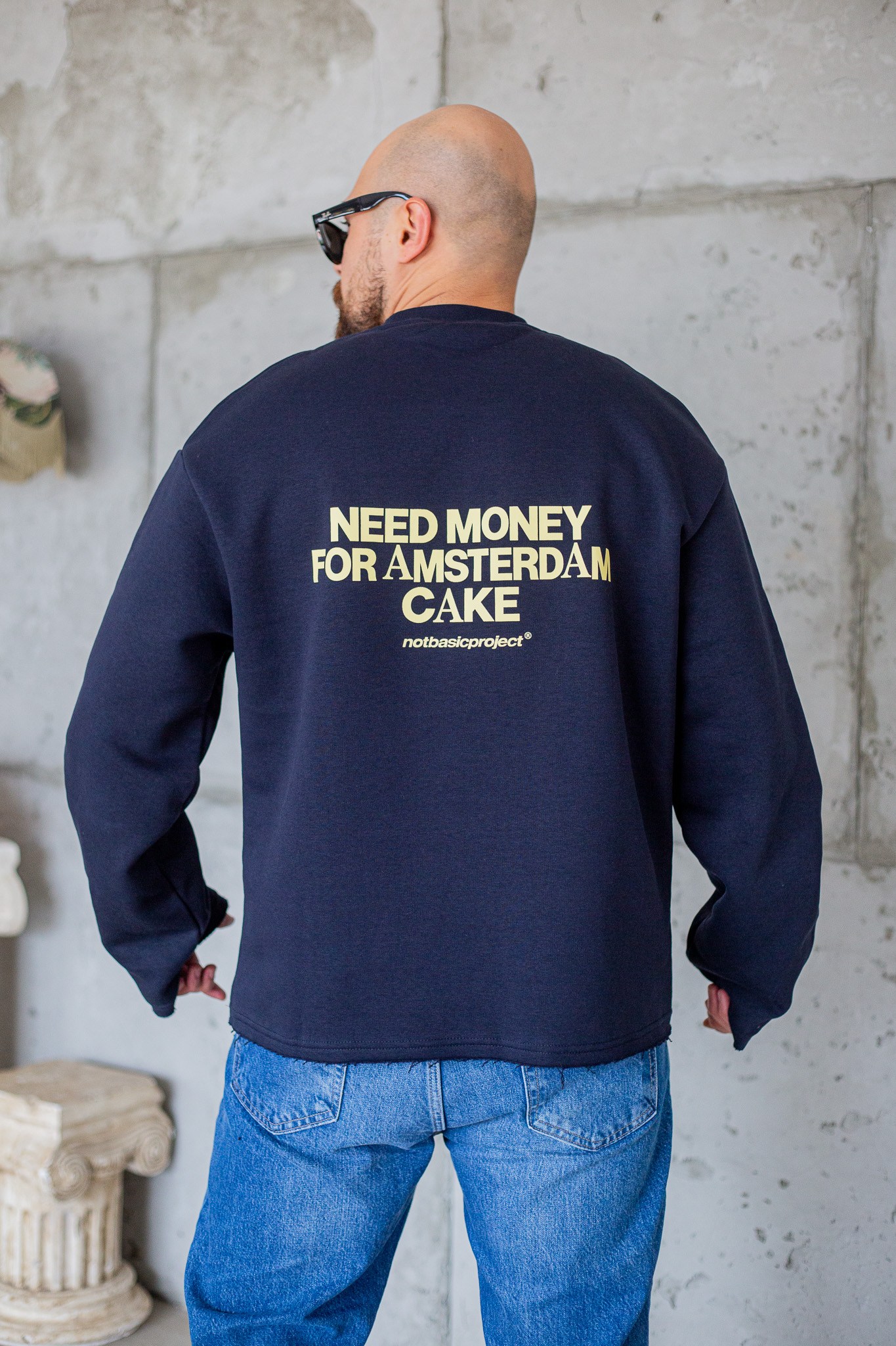 Bisiklet Yaka Baskılı Nakışlı Oversize Erkek Sweatshirt (SVTL117)
