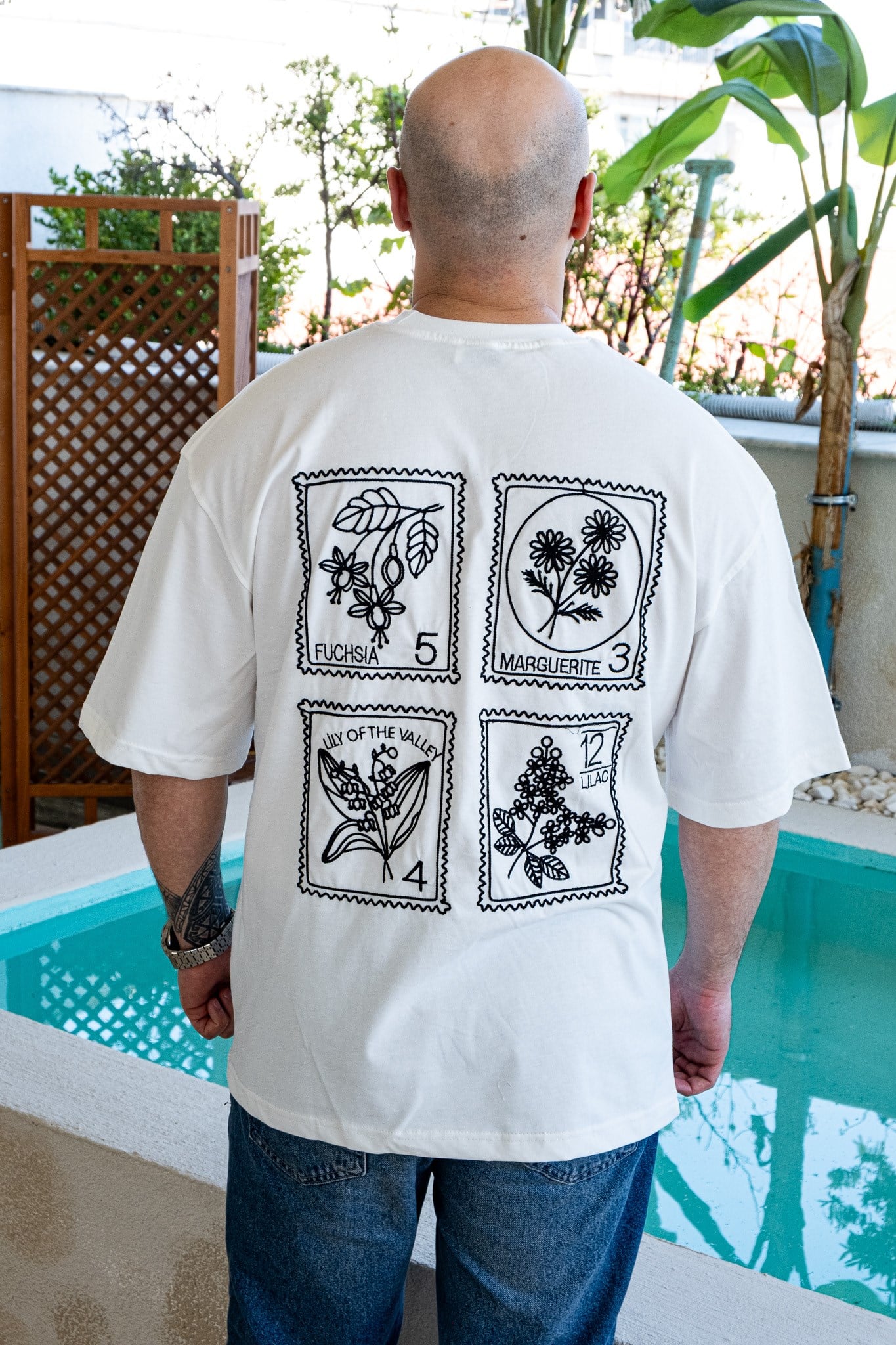 Botanik Pul Detaylı Sırt Baskılı Oversize T-Shirt (TSB80)