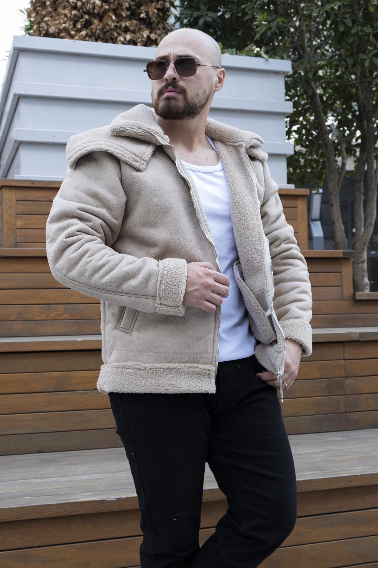 Çift Yaka İçi Kürklü Nubuk Mont (MTKR09)